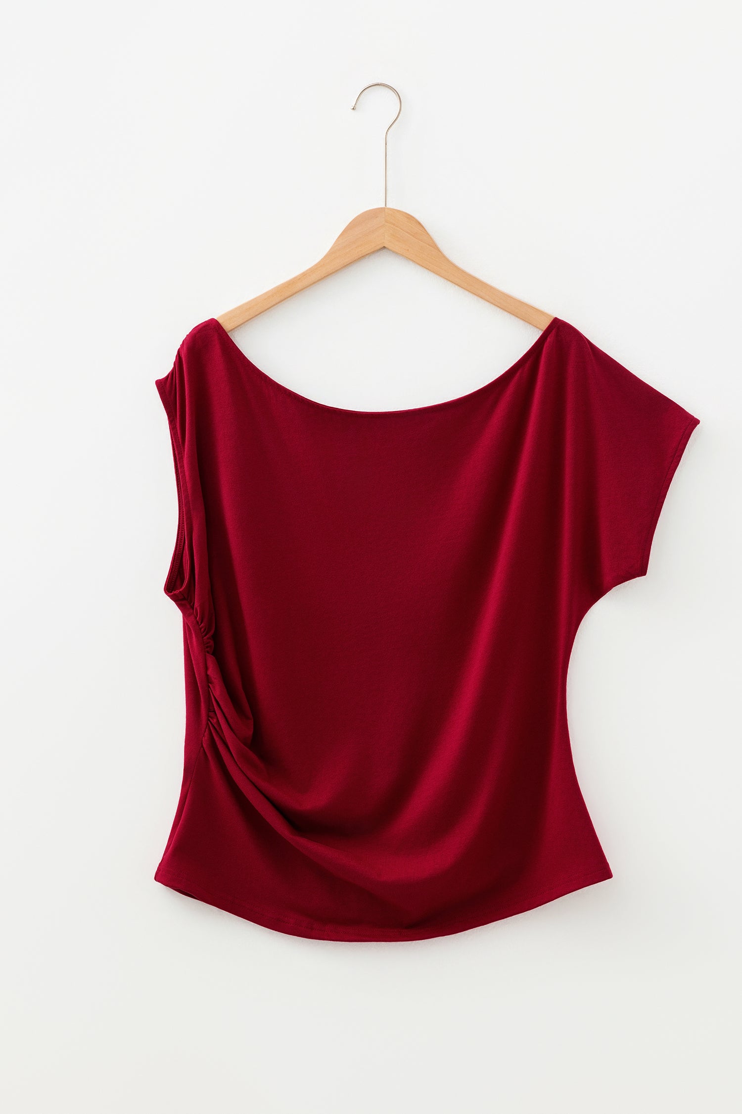 Burgundy Plus Size Asymmetric Blouse