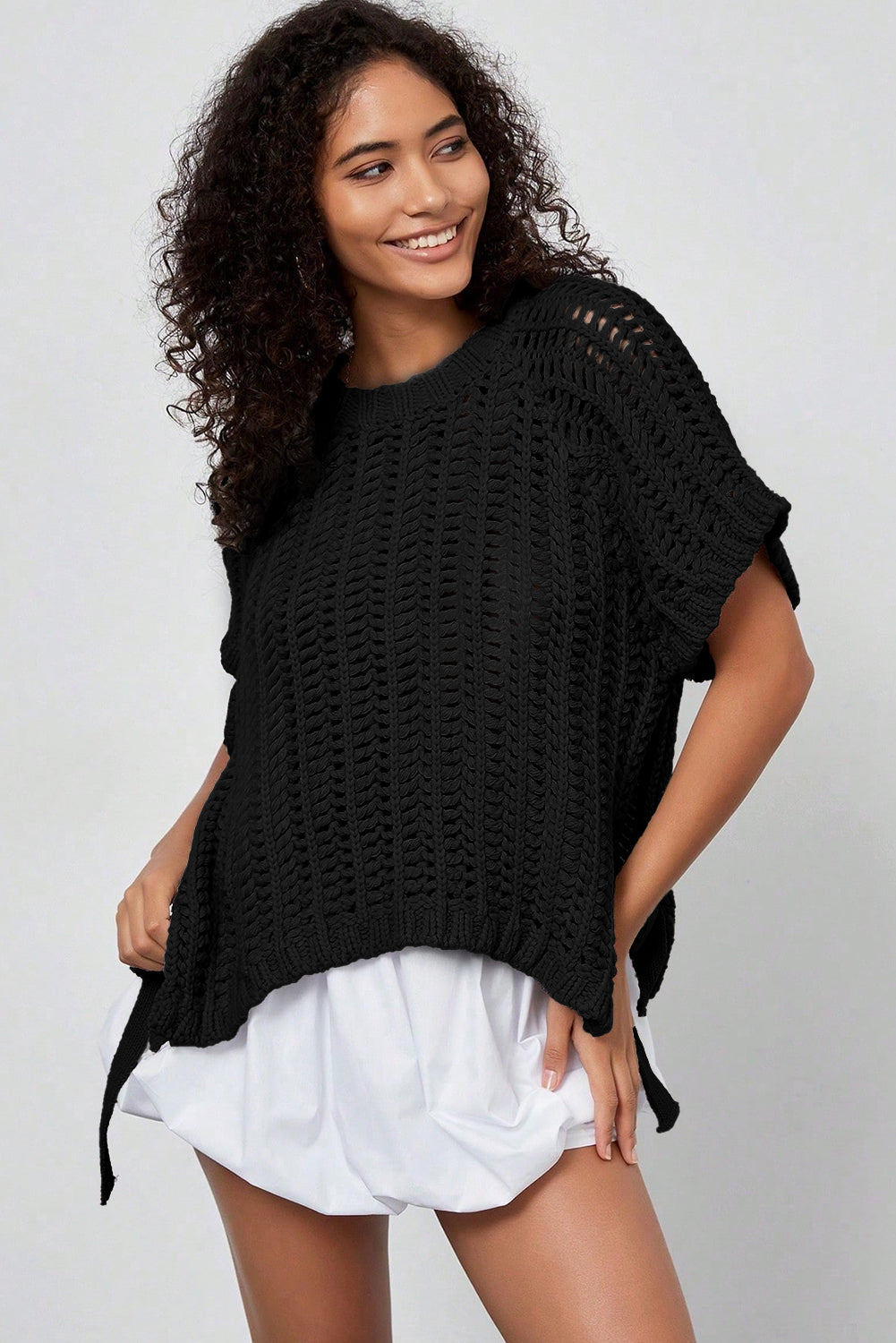 Black Plus Size Bow Tie Sweater