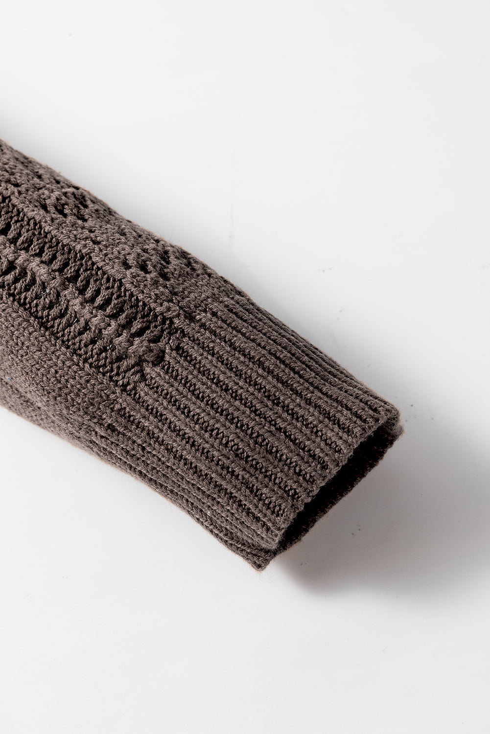Brown Open Knit Drop Shoulder Cardigan