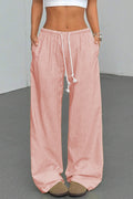 Pink Stripe Plus Size Drawstring Pants