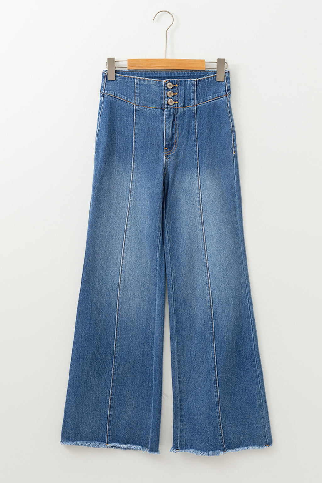 Sail Blue Raw Hem Flare Jeans