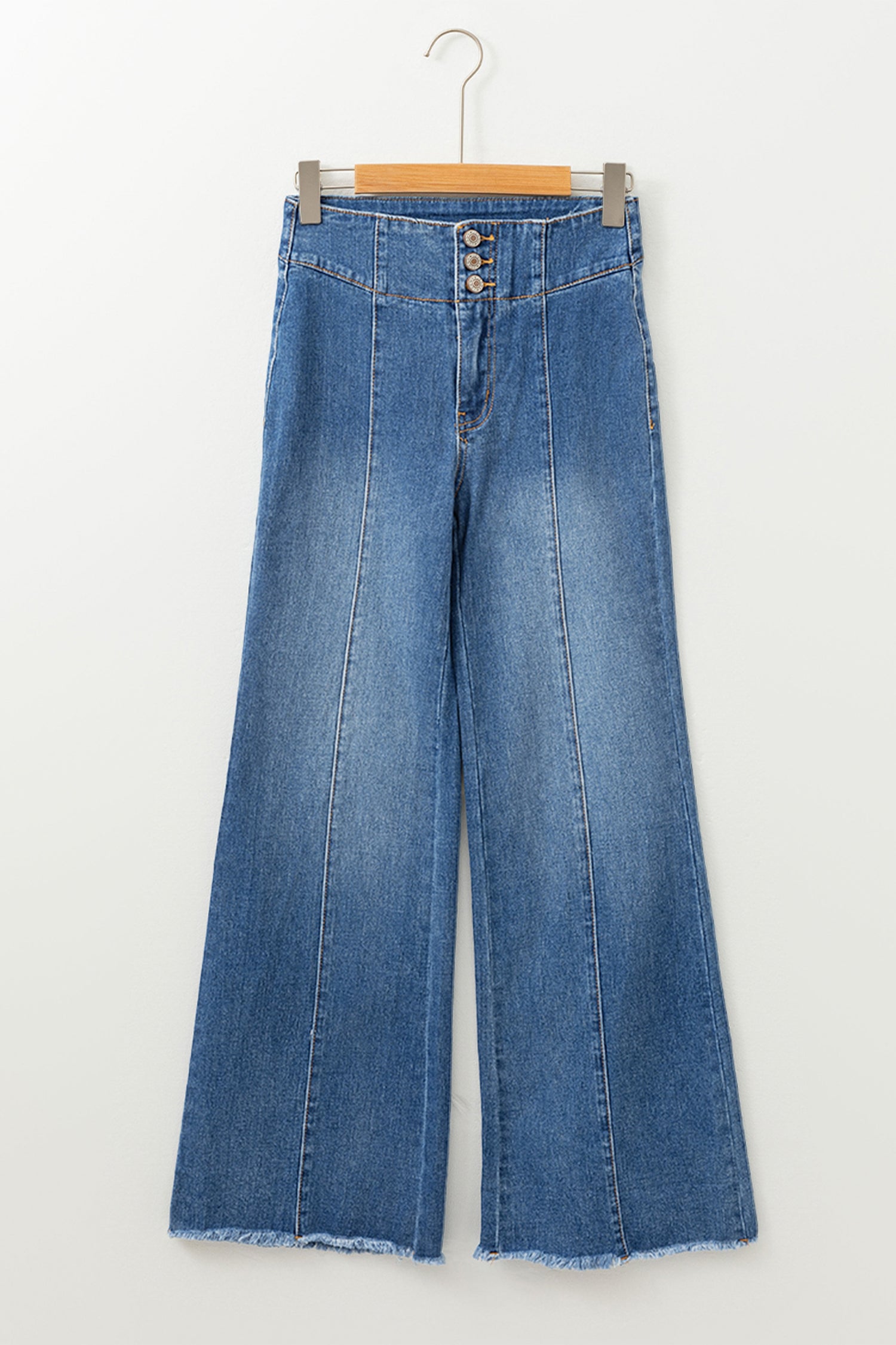 Sail Blue Raw Hem Flare Jeans