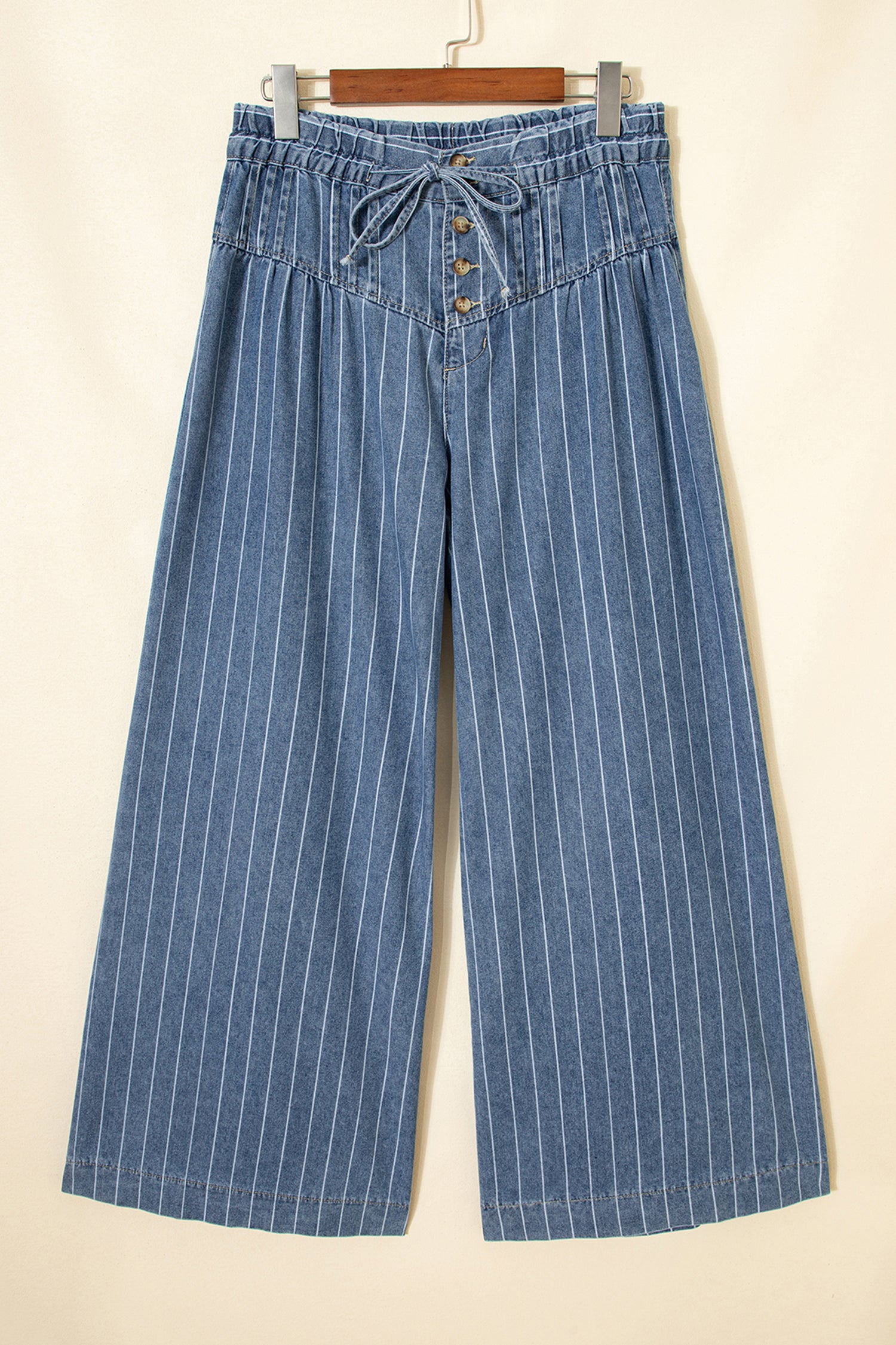 Sky Blue Stripe Wide Leg Jeans