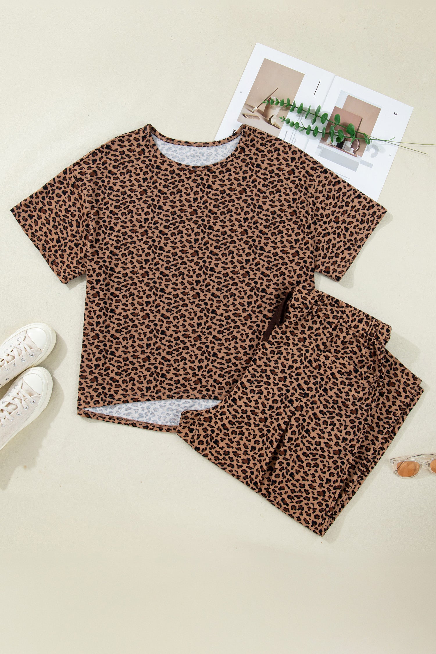 Brown Leopard Plus Size Set
