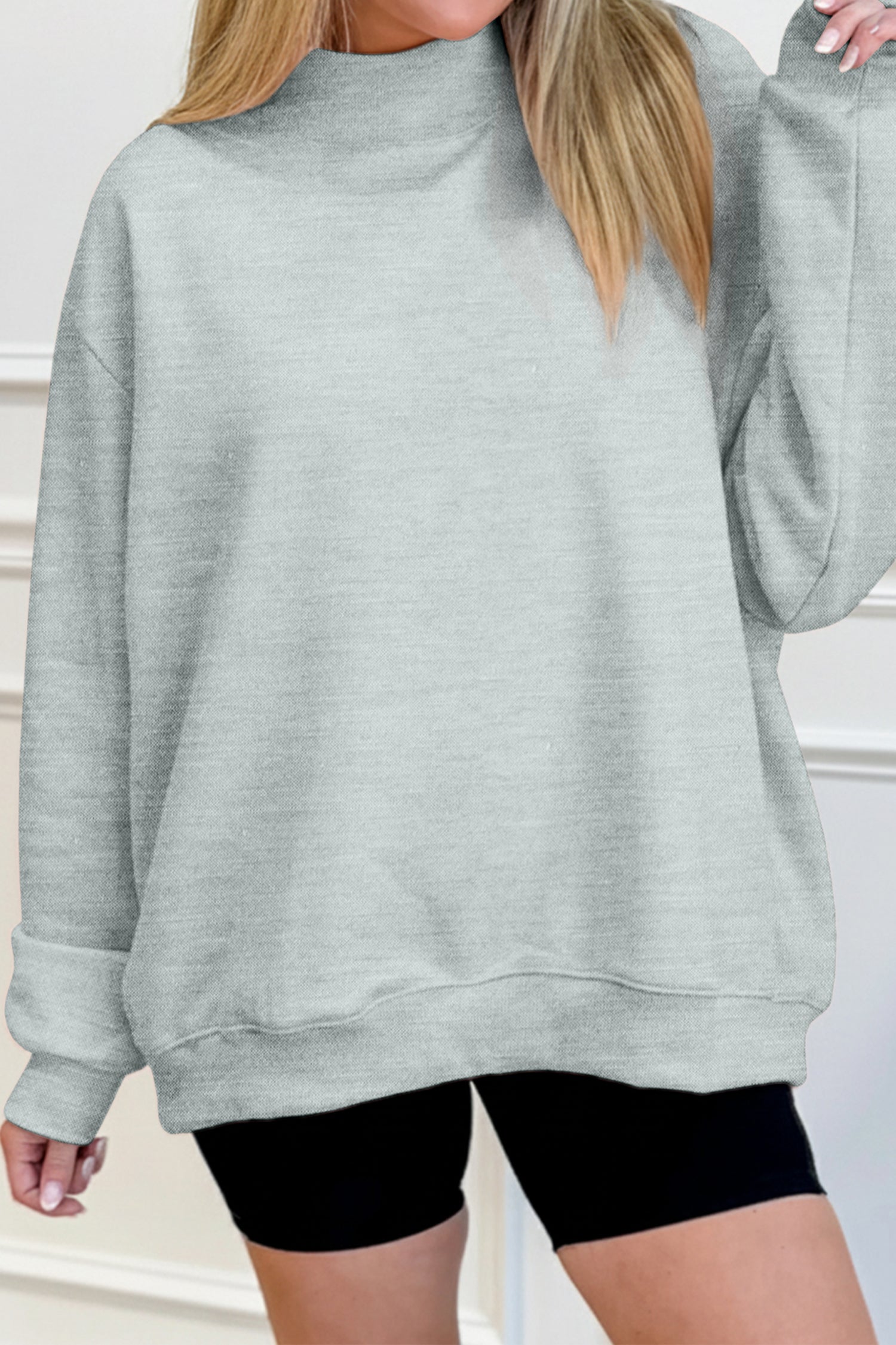 Gray Mock Neck Sweatshirt