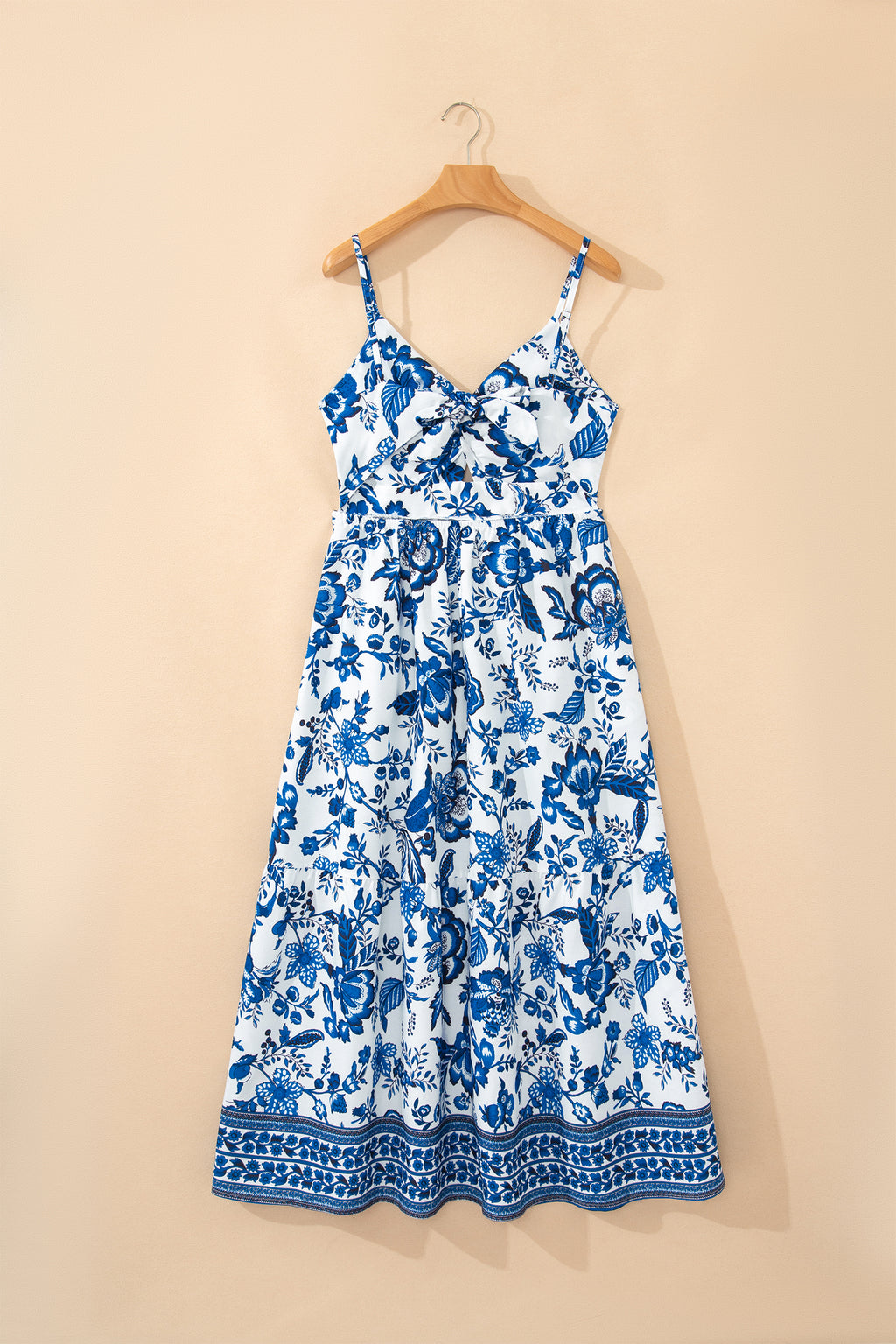 Sky Blue Floral Backless Maxi Dress