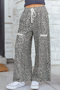 Gray Animal Print Wide Leg Pants
