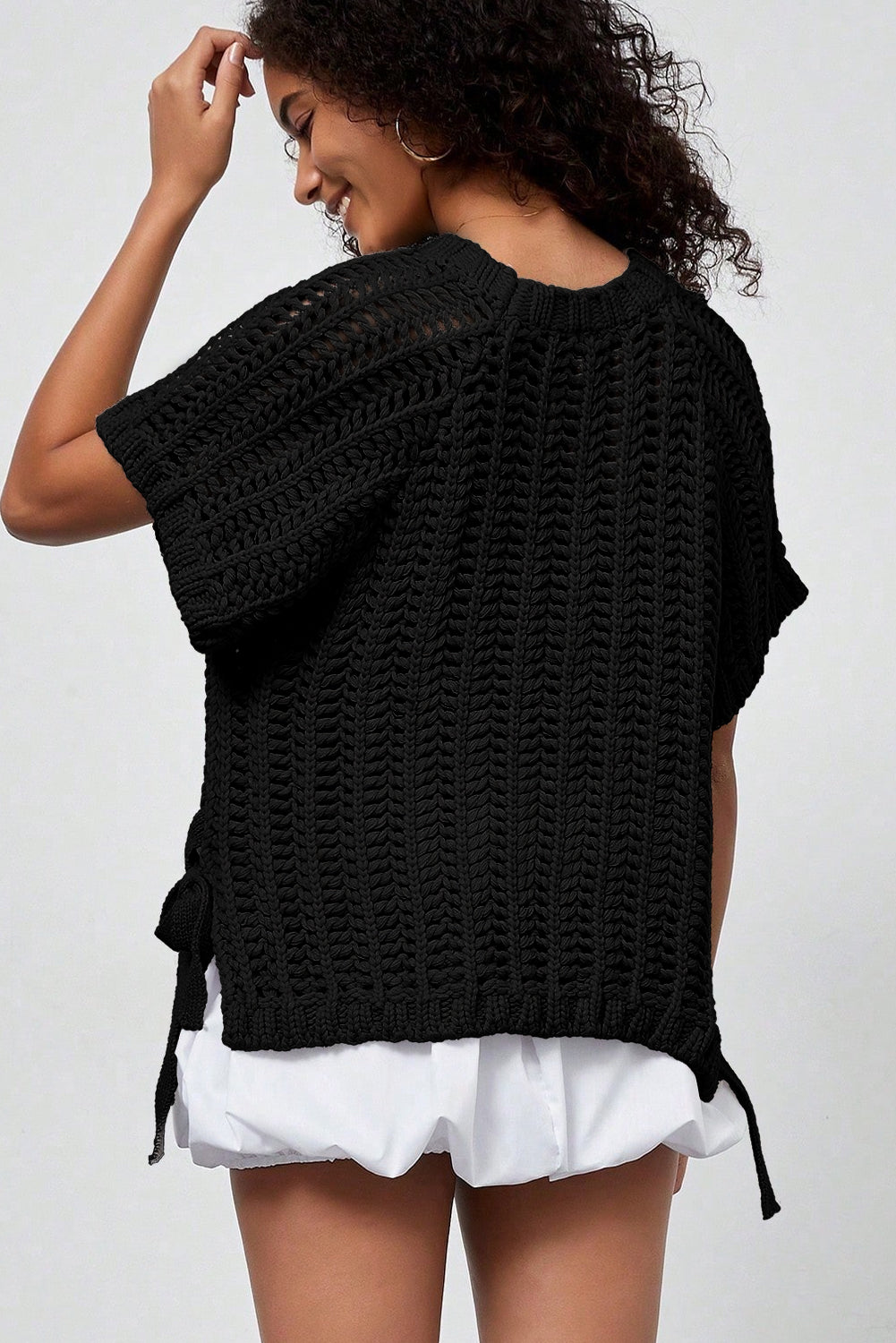 Black Plus Size Bow Tie Sweater