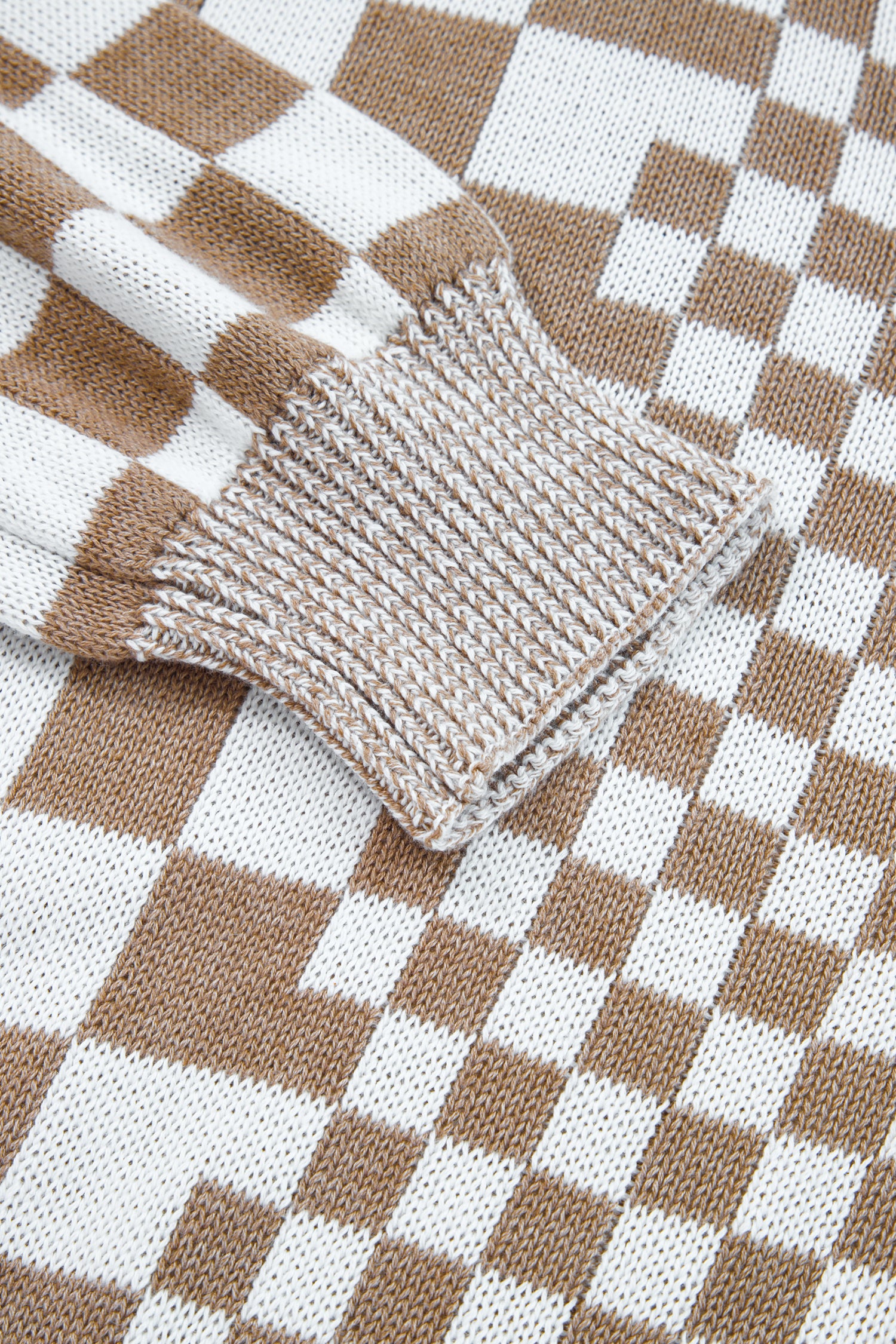 Brown Plus Size Checkered Open Cardigan