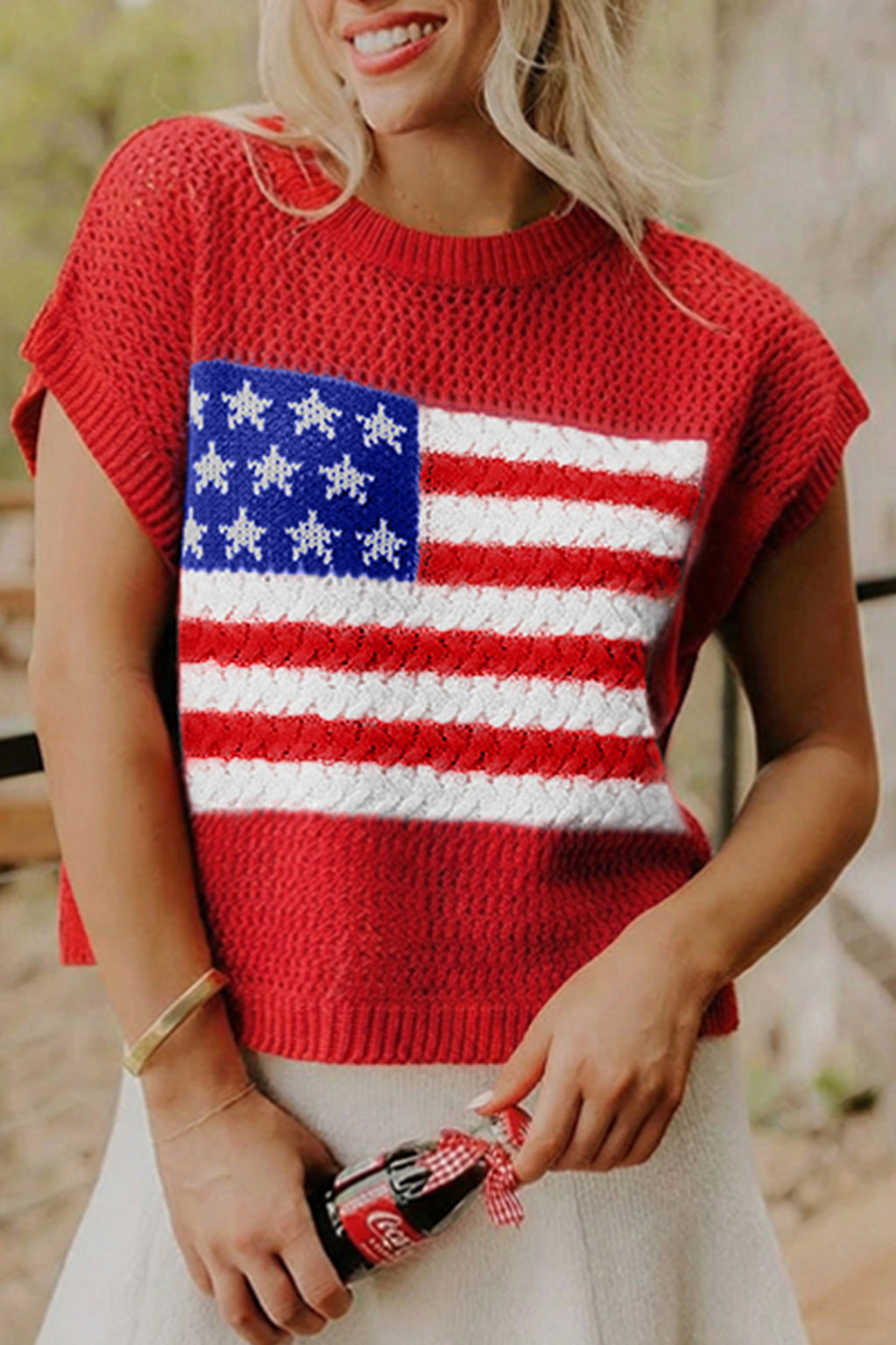 Red Flag Sweater Top