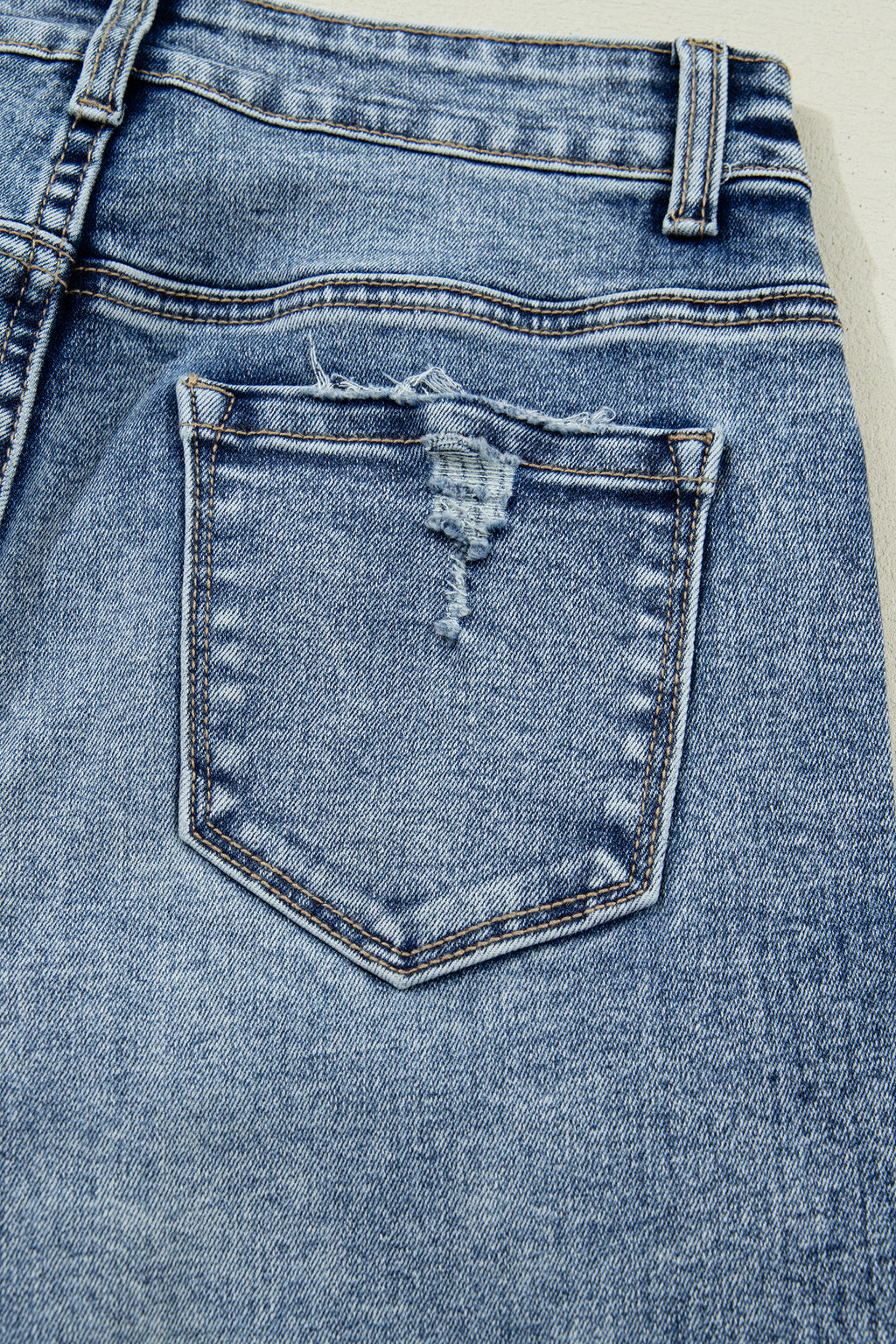 Blue Cuffed Straight Leg Jeans