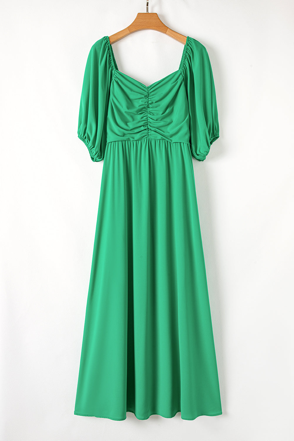 Green Plus Size Puff Sleeve Dress