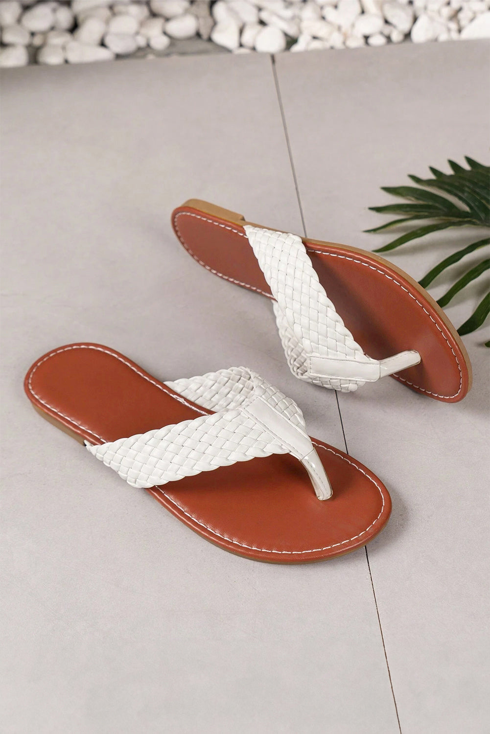 White Braided Flip Flop