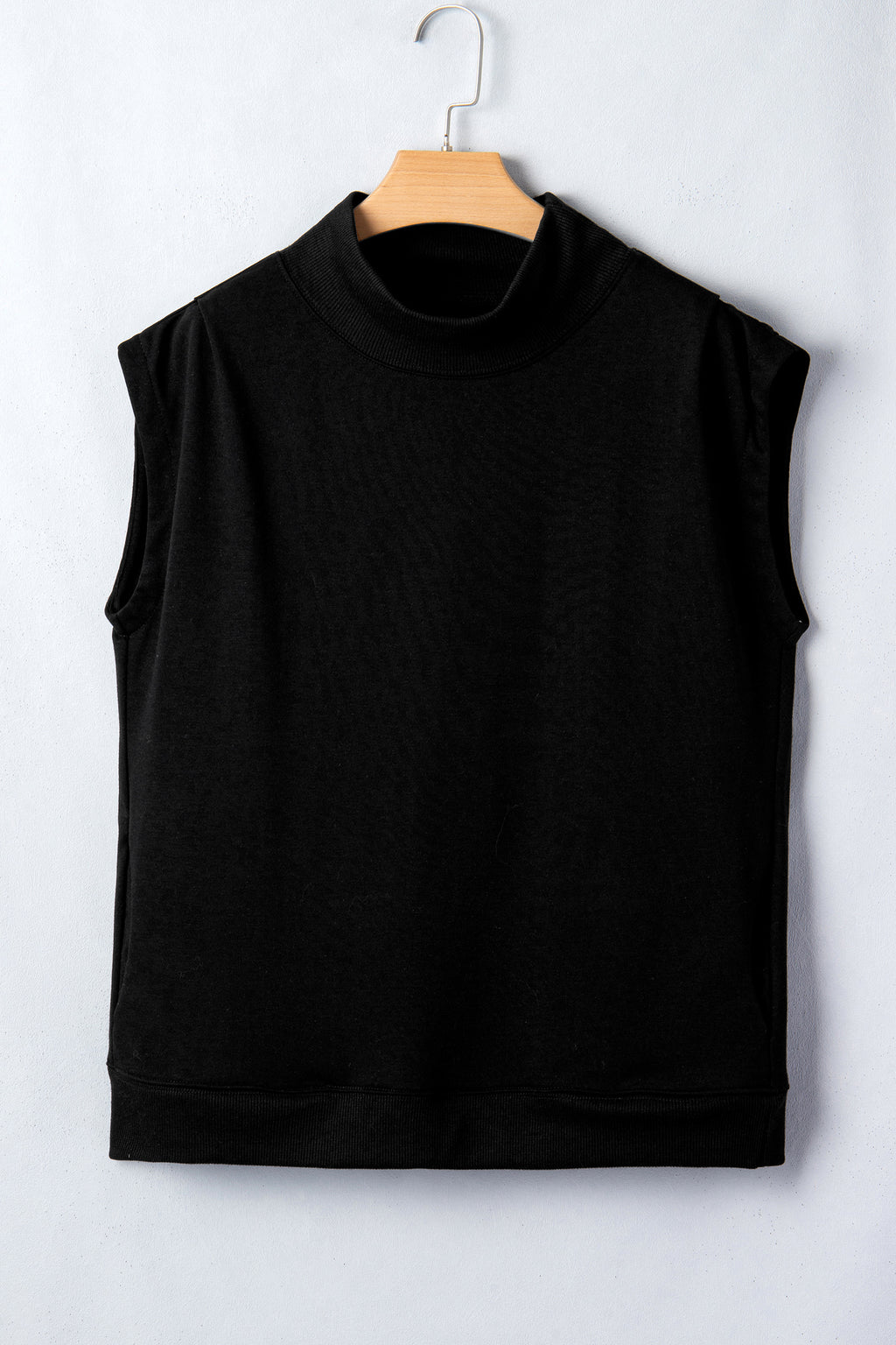 Black High Neck Cap Sleeve Top