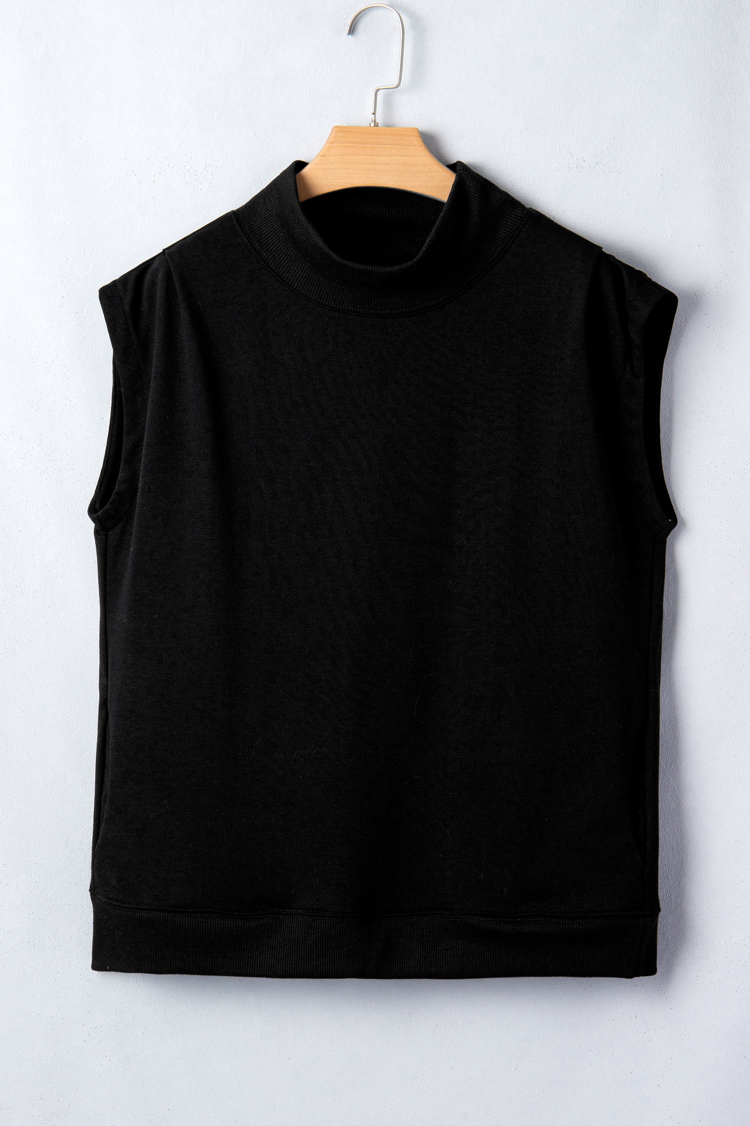 Black High Neck Cap Sleeve Top